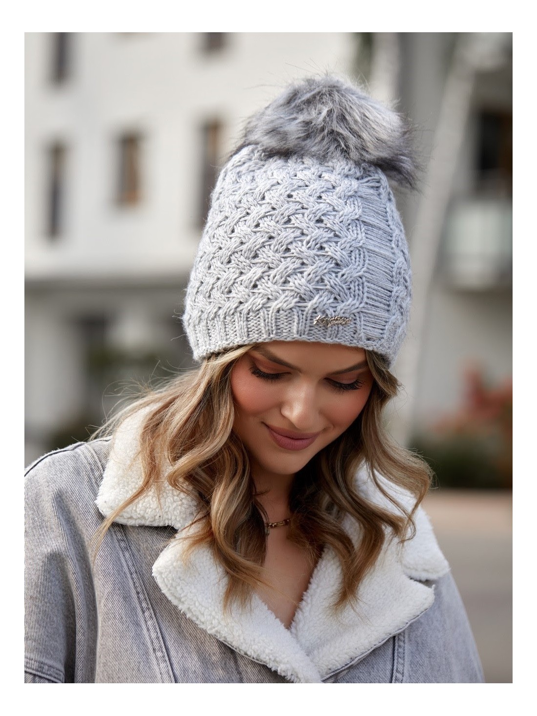 Light gray winter hat C15 - Online store - Boutique